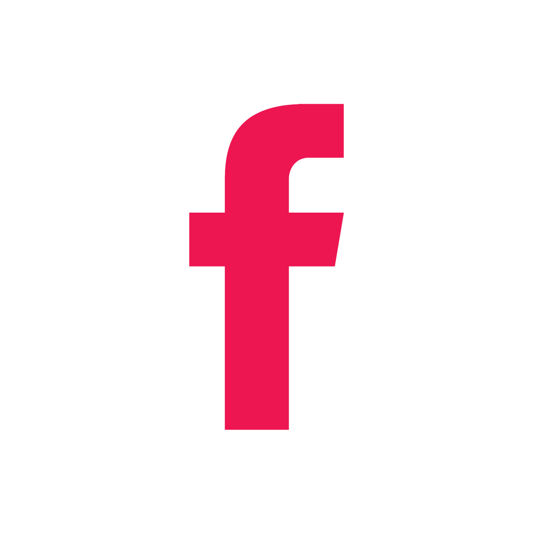 The Facebook logo 'f' in red.