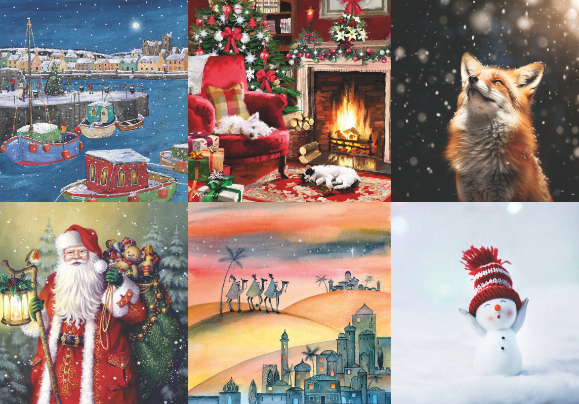 6 photos of the BRACE Christmas cards for 2024.